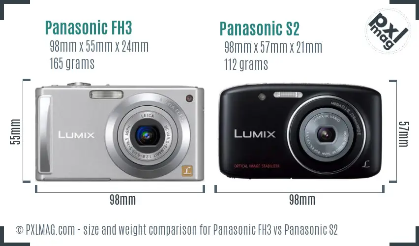 Panasonic FH3 vs Panasonic S2 size comparison