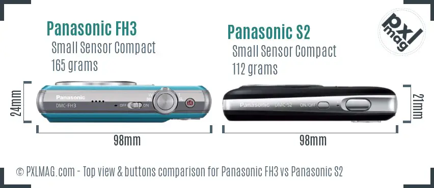 Panasonic FH3 vs Panasonic S2 top view buttons comparison