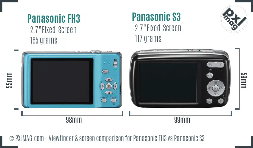 Panasonic FH3 vs Panasonic S3 Screen and Viewfinder comparison