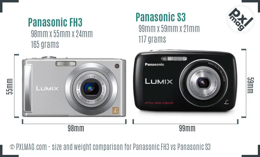Panasonic FH3 vs Panasonic S3 size comparison