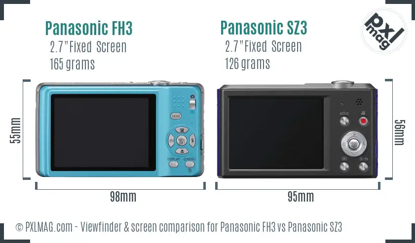 Panasonic FH3 vs Panasonic SZ3 Screen and Viewfinder comparison