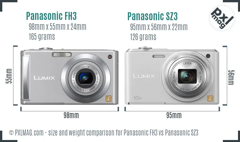 Panasonic FH3 vs Panasonic SZ3 size comparison