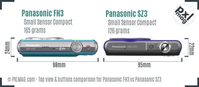 Panasonic FH3 vs Panasonic SZ3 top view buttons comparison