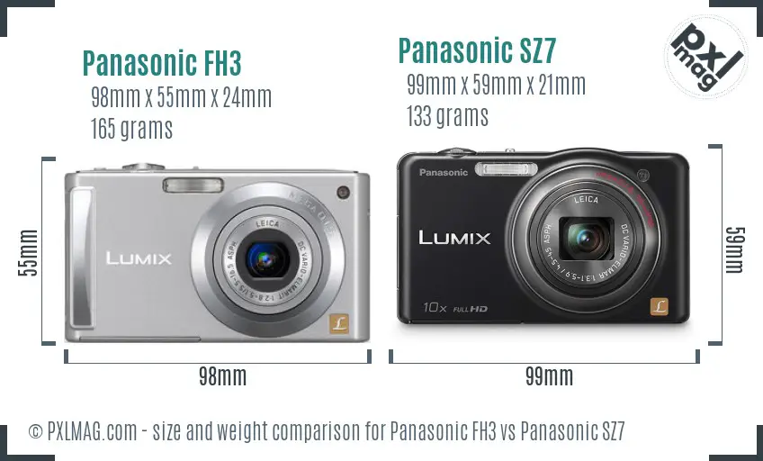 Panasonic FH3 vs Panasonic SZ7 size comparison