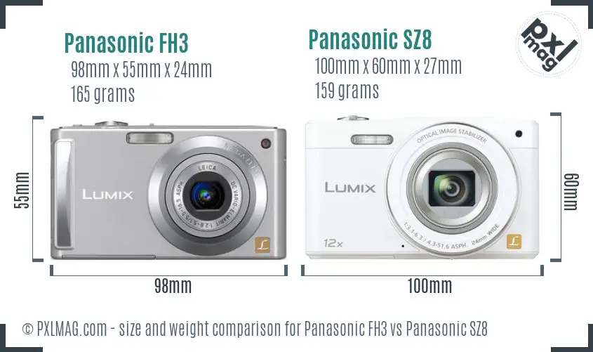 Panasonic FH3 vs Panasonic SZ8 size comparison