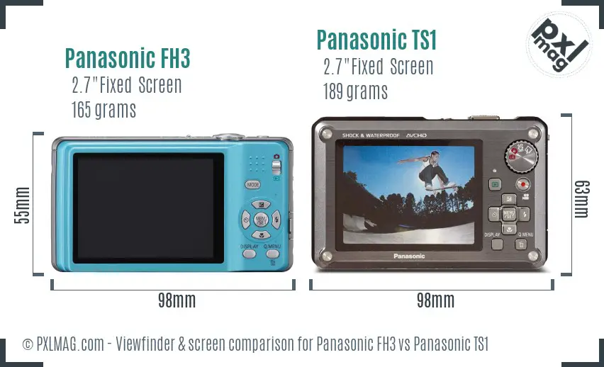 Panasonic FH3 vs Panasonic TS1 Screen and Viewfinder comparison