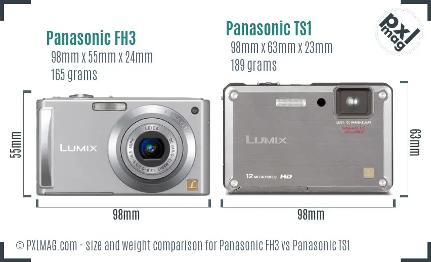Panasonic FH3 vs Panasonic TS1 size comparison