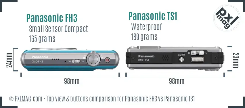Panasonic FH3 vs Panasonic TS1 top view buttons comparison