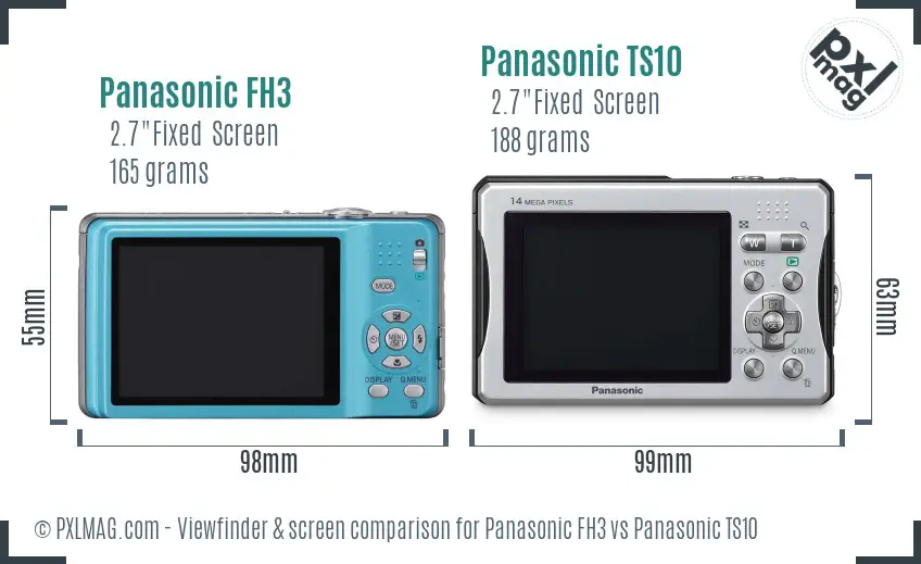Panasonic FH3 vs Panasonic TS10 Screen and Viewfinder comparison