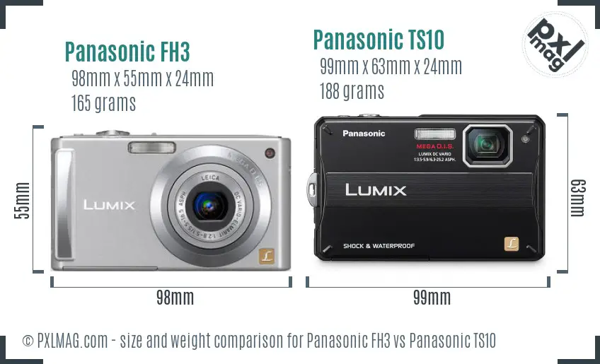 Panasonic FH3 vs Panasonic TS10 size comparison