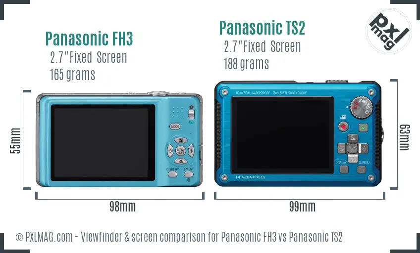 Panasonic FH3 vs Panasonic TS2 Screen and Viewfinder comparison