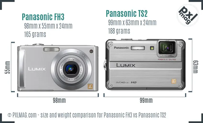 Panasonic FH3 vs Panasonic TS2 size comparison