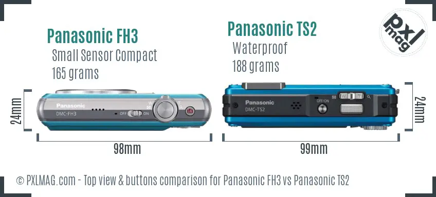 Panasonic FH3 vs Panasonic TS2 top view buttons comparison