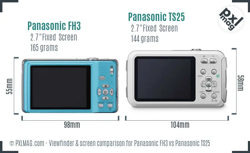 Panasonic FH3 vs Panasonic TS25 Screen and Viewfinder comparison