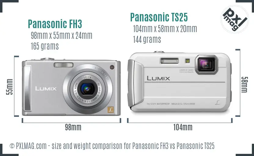 Panasonic FH3 vs Panasonic TS25 size comparison