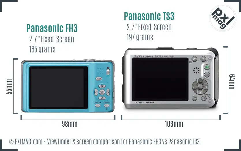 Panasonic FH3 vs Panasonic TS3 Screen and Viewfinder comparison