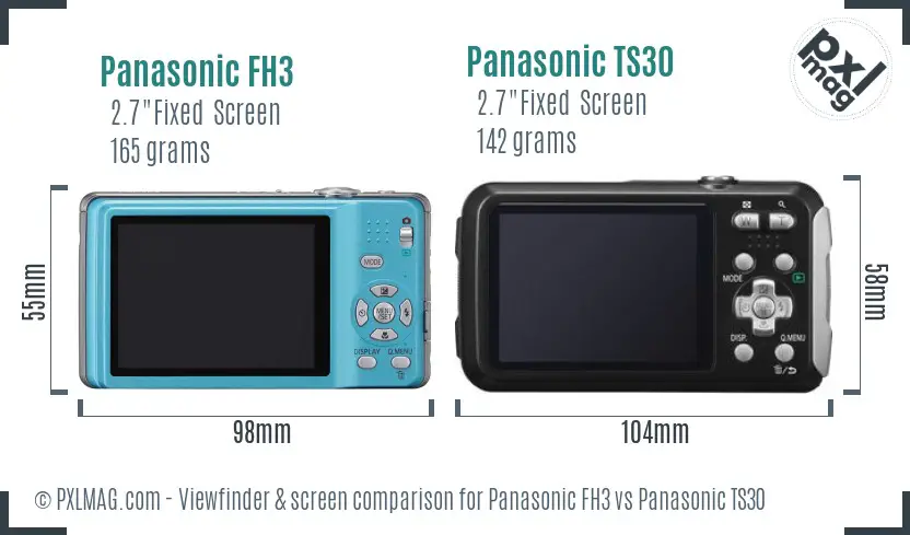 Panasonic FH3 vs Panasonic TS30 Screen and Viewfinder comparison