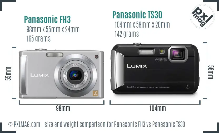 Panasonic FH3 vs Panasonic TS30 size comparison