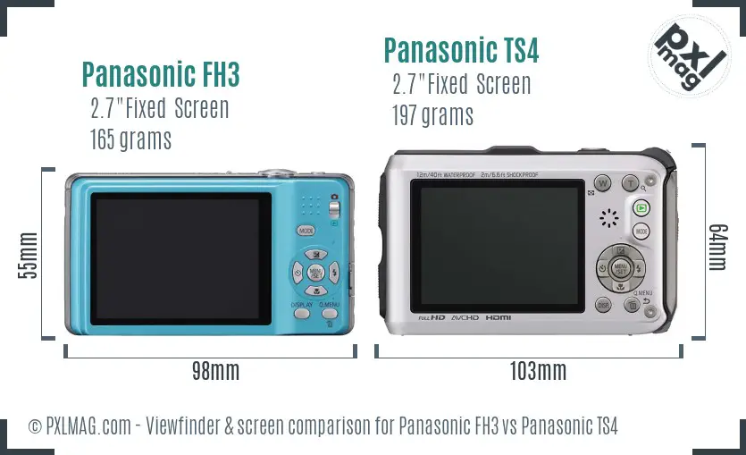 Panasonic FH3 vs Panasonic TS4 Screen and Viewfinder comparison