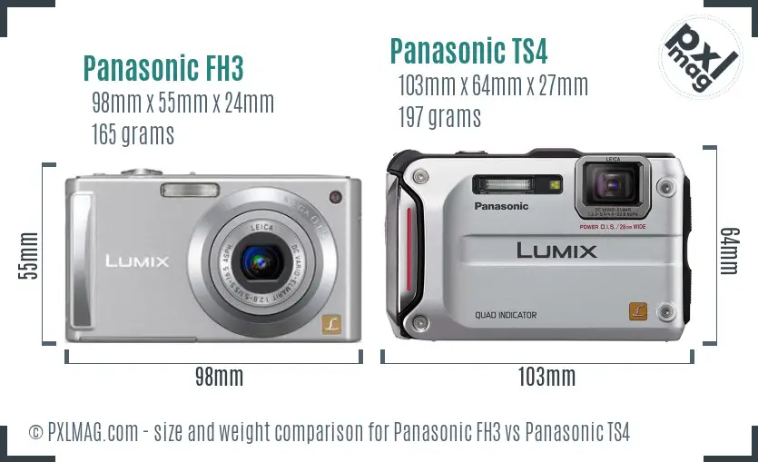 Panasonic FH3 vs Panasonic TS4 size comparison