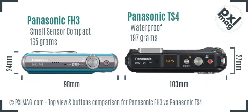 Panasonic FH3 vs Panasonic TS4 top view buttons comparison