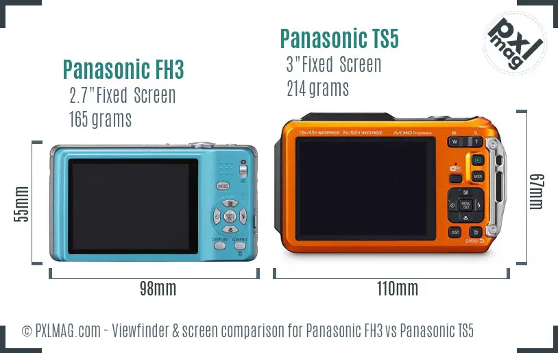Panasonic FH3 vs Panasonic TS5 Screen and Viewfinder comparison