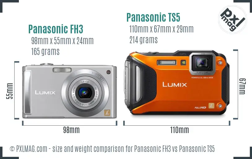 Panasonic FH3 vs Panasonic TS5 size comparison
