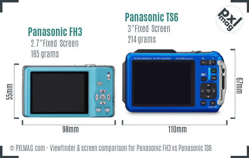 Panasonic FH3 vs Panasonic TS6 Screen and Viewfinder comparison
