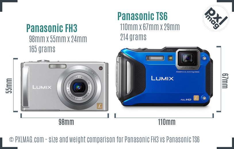 Panasonic FH3 vs Panasonic TS6 size comparison
