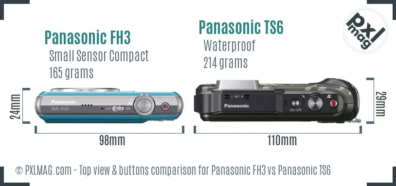 Panasonic FH3 vs Panasonic TS6 top view buttons comparison