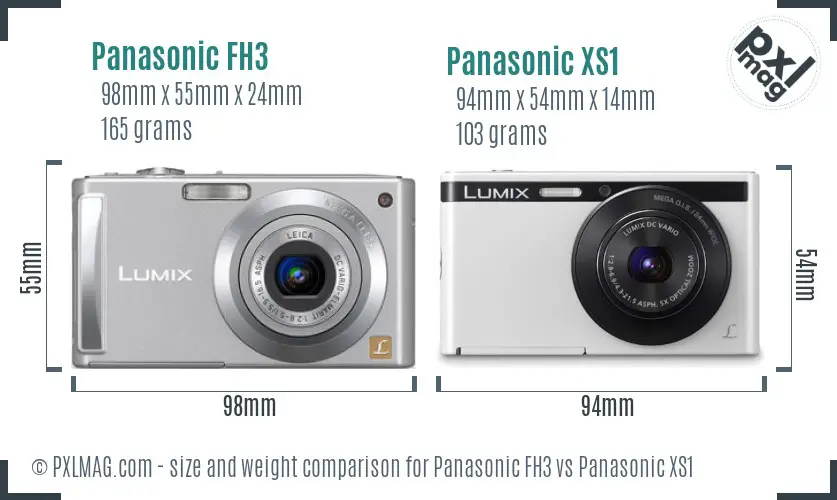Panasonic FH3 vs Panasonic XS1 size comparison