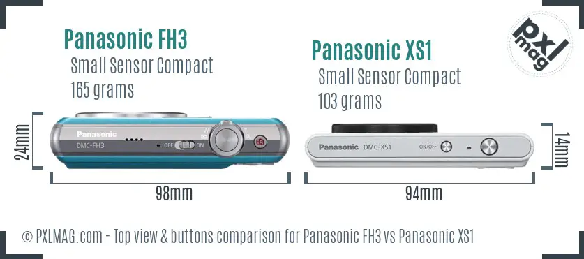 Panasonic FH3 vs Panasonic XS1 top view buttons comparison