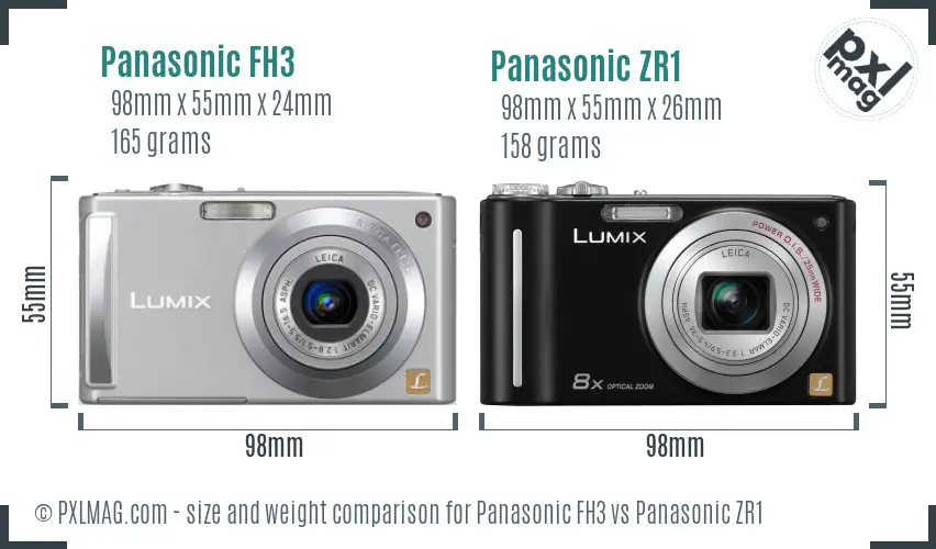 Panasonic FH3 vs Panasonic ZR1 size comparison