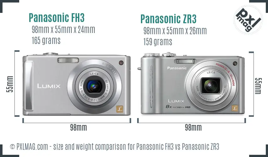 Panasonic FH3 vs Panasonic ZR3 size comparison