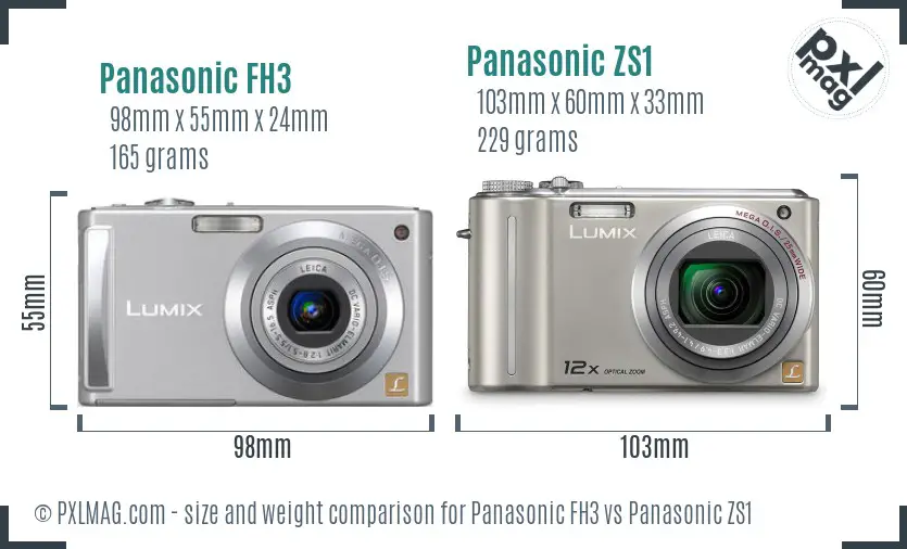 Panasonic FH3 vs Panasonic ZS1 size comparison