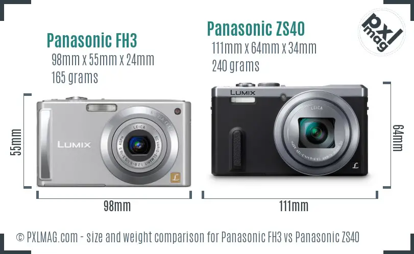 Panasonic FH3 vs Panasonic ZS40 size comparison