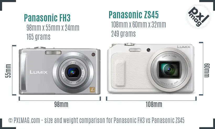 Panasonic FH3 vs Panasonic ZS45 size comparison