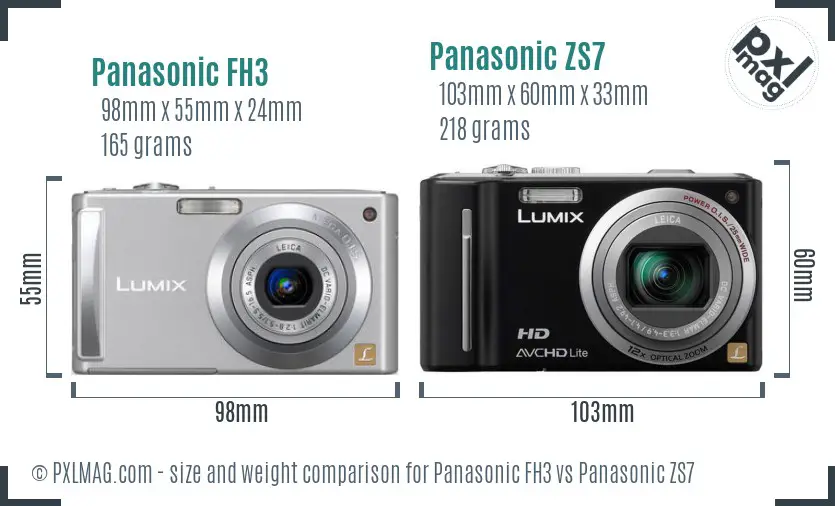 Panasonic FH3 vs Panasonic ZS7 size comparison