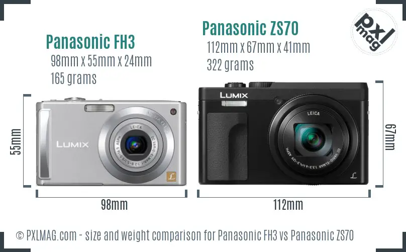 Panasonic FH3 vs Panasonic ZS70 size comparison