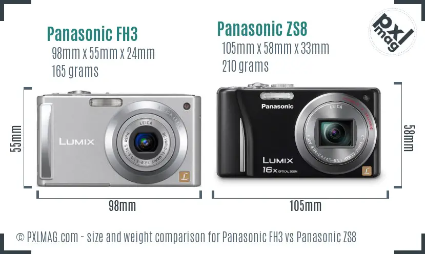 Panasonic FH3 vs Panasonic ZS8 size comparison