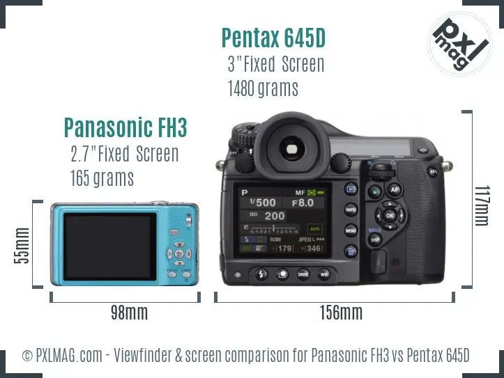 Panasonic FH3 vs Pentax 645D Screen and Viewfinder comparison