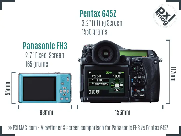 Panasonic FH3 vs Pentax 645Z Screen and Viewfinder comparison