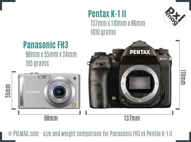 Panasonic FH3 vs Pentax K-1 II size comparison