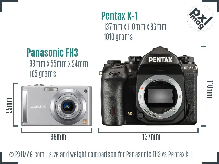 Panasonic FH3 vs Pentax K-1 size comparison