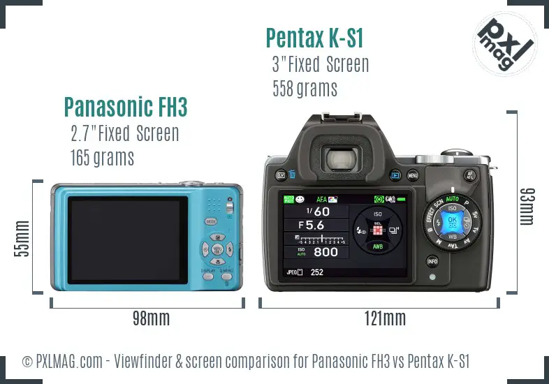 Panasonic FH3 vs Pentax K-S1 Screen and Viewfinder comparison