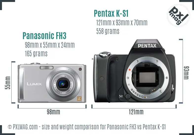 Panasonic FH3 vs Pentax K-S1 size comparison