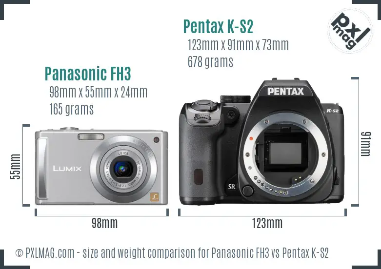 Panasonic FH3 vs Pentax K-S2 size comparison