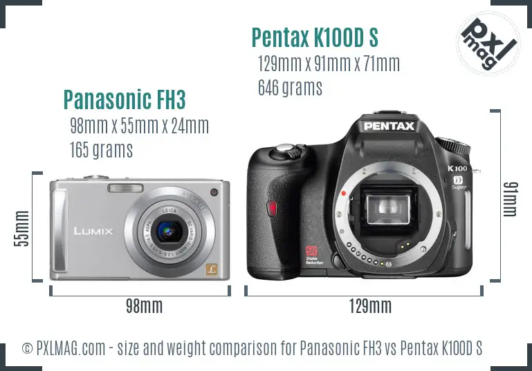 Panasonic FH3 vs Pentax K100D S size comparison