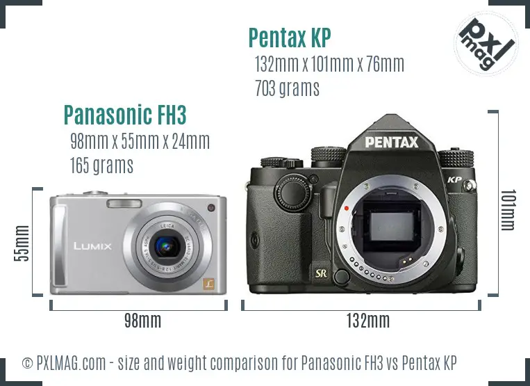 Panasonic FH3 vs Pentax KP size comparison