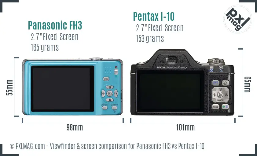 Panasonic FH3 vs Pentax I-10 Screen and Viewfinder comparison